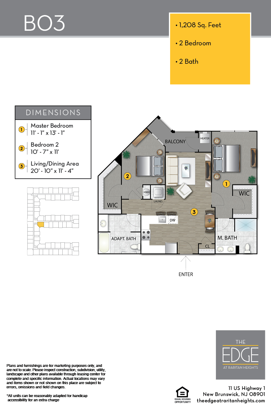 The Edge At Raritan Heights Apartment Floor Plan B03